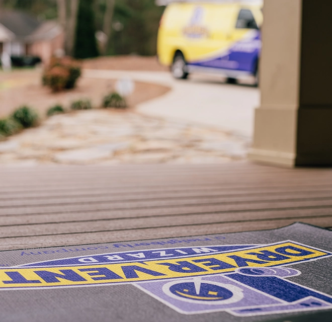 Branded Dryer Vent Wizard entry mat.