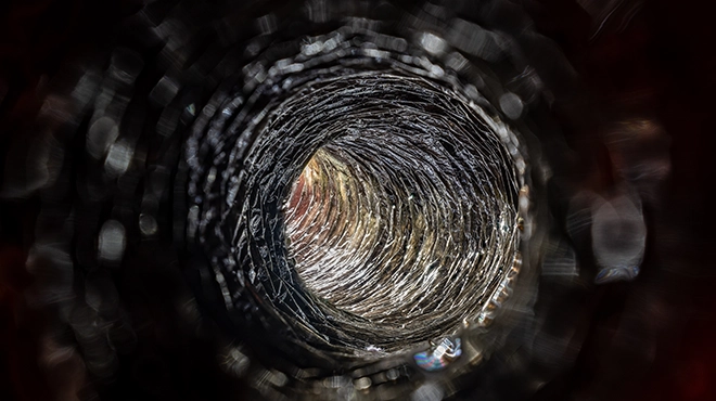 View inside a flexible pipe.
