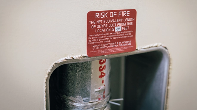 Risk of fire warning label.
