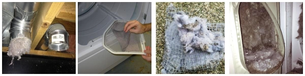 Collage of dryer vent lint