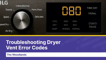 Dryer Vent Wizard of The Woodlands technician cleaning a dryer vent to prevent error codes d80, d90, and d95