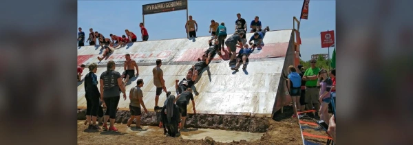 Tough mudders on course.